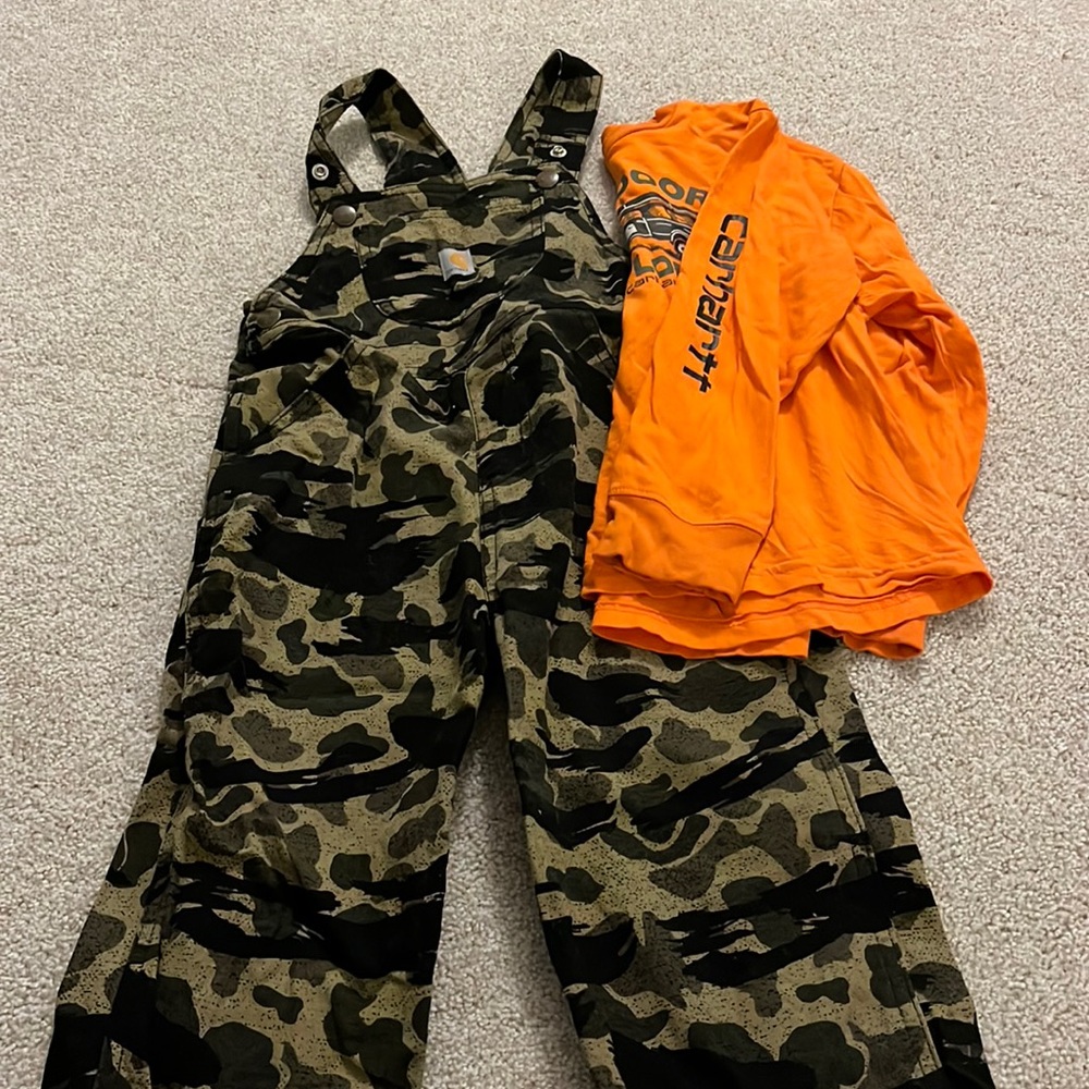 Carhartt boys overalls and top size 4